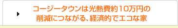 コージータウンは光熱費約10万円の削減につながる、経済的でエコな家